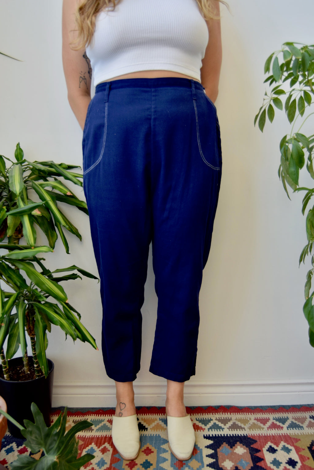 Navy Clamdigger Trousers