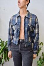 Cropped Blue Plaid Jacket