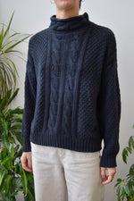 Black Cable Knit Turtleneck