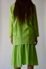 Vintage Silk Slime Green 2 Piece Skirt Suit