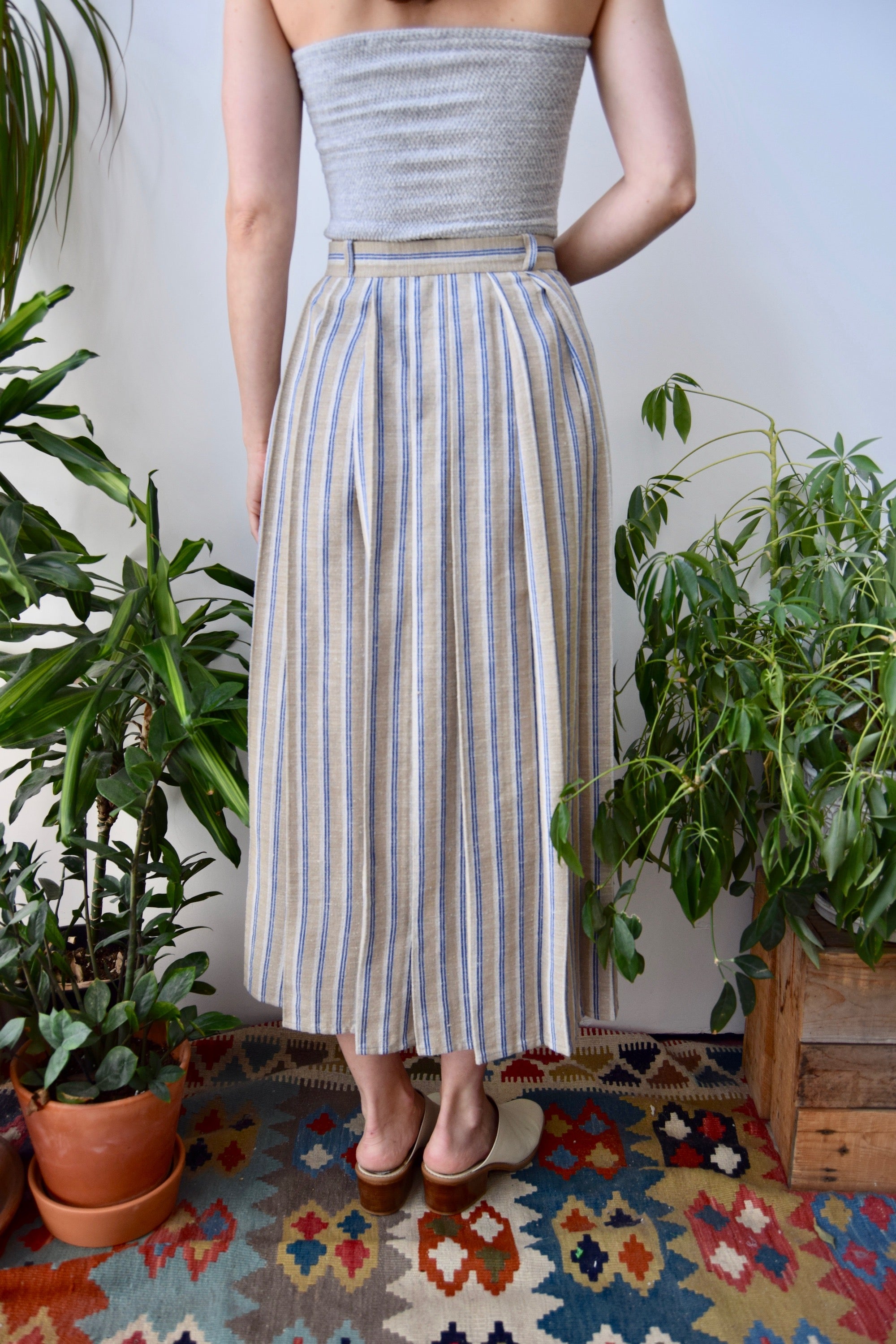Eighties Striped Pleated Skirt
