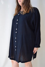 Black Indian Cotton Tunic Dress