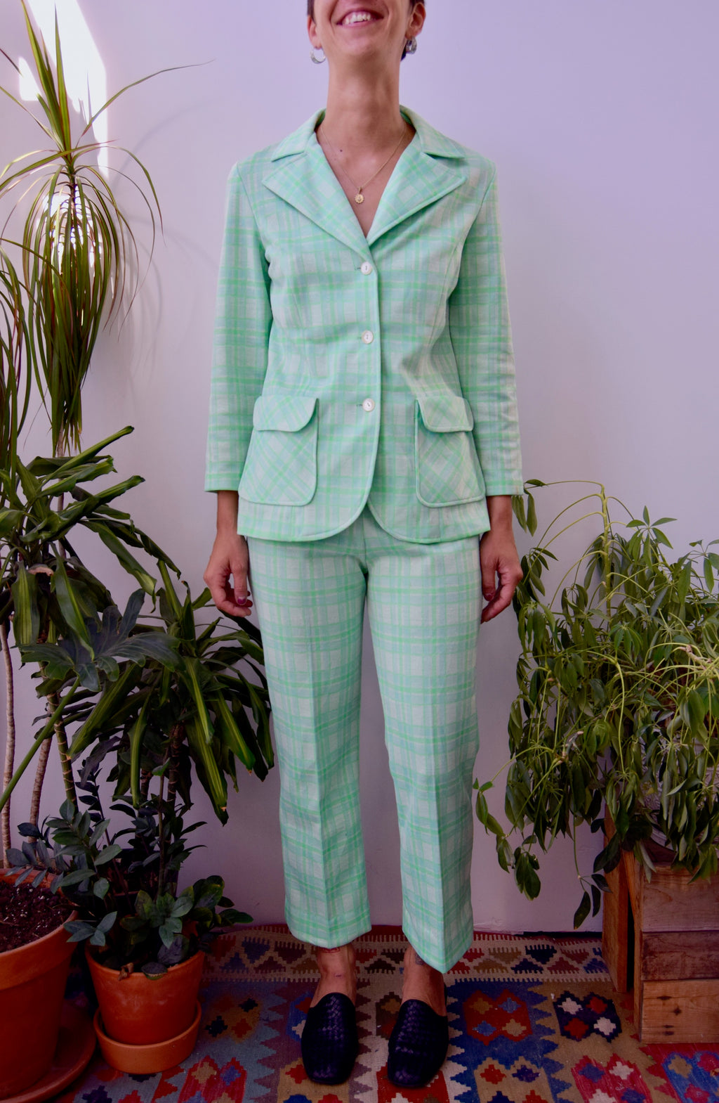 Poly Peppermint Plaid Suit