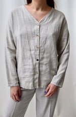 Stone Grey Linen Lounge Top