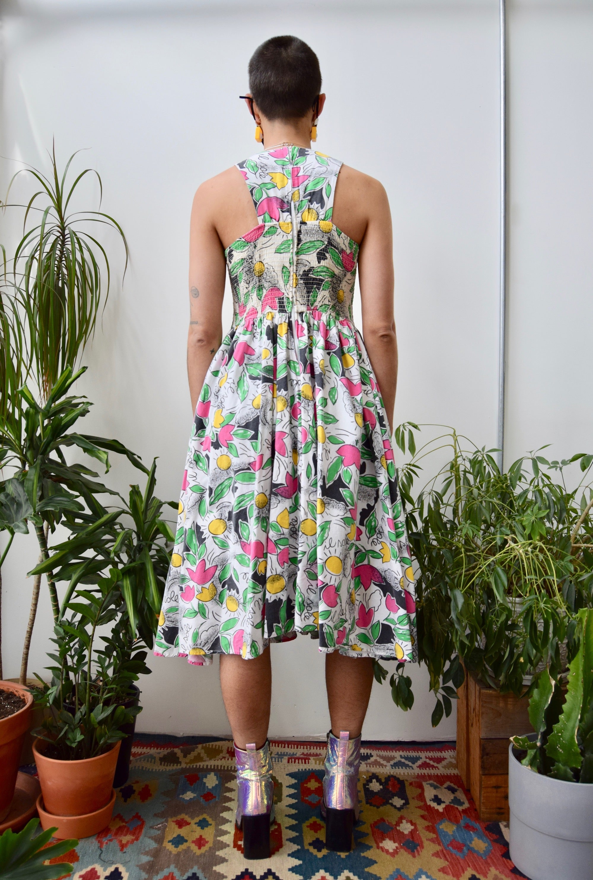 Eighties Cotton Floral Summer Dress