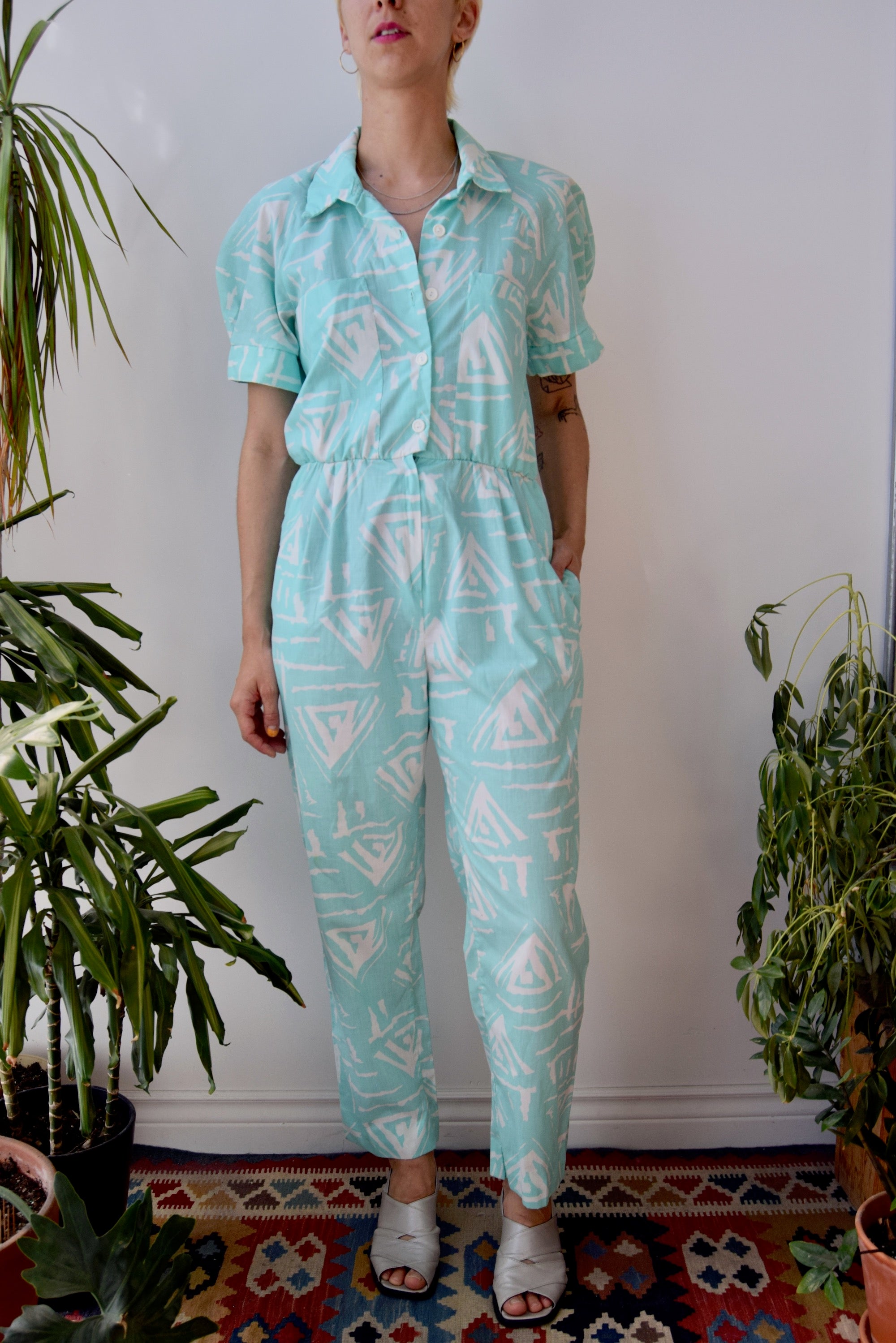 Eighties Aqua Jumpsuit