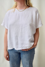 Boxy White Crisp Linen Top