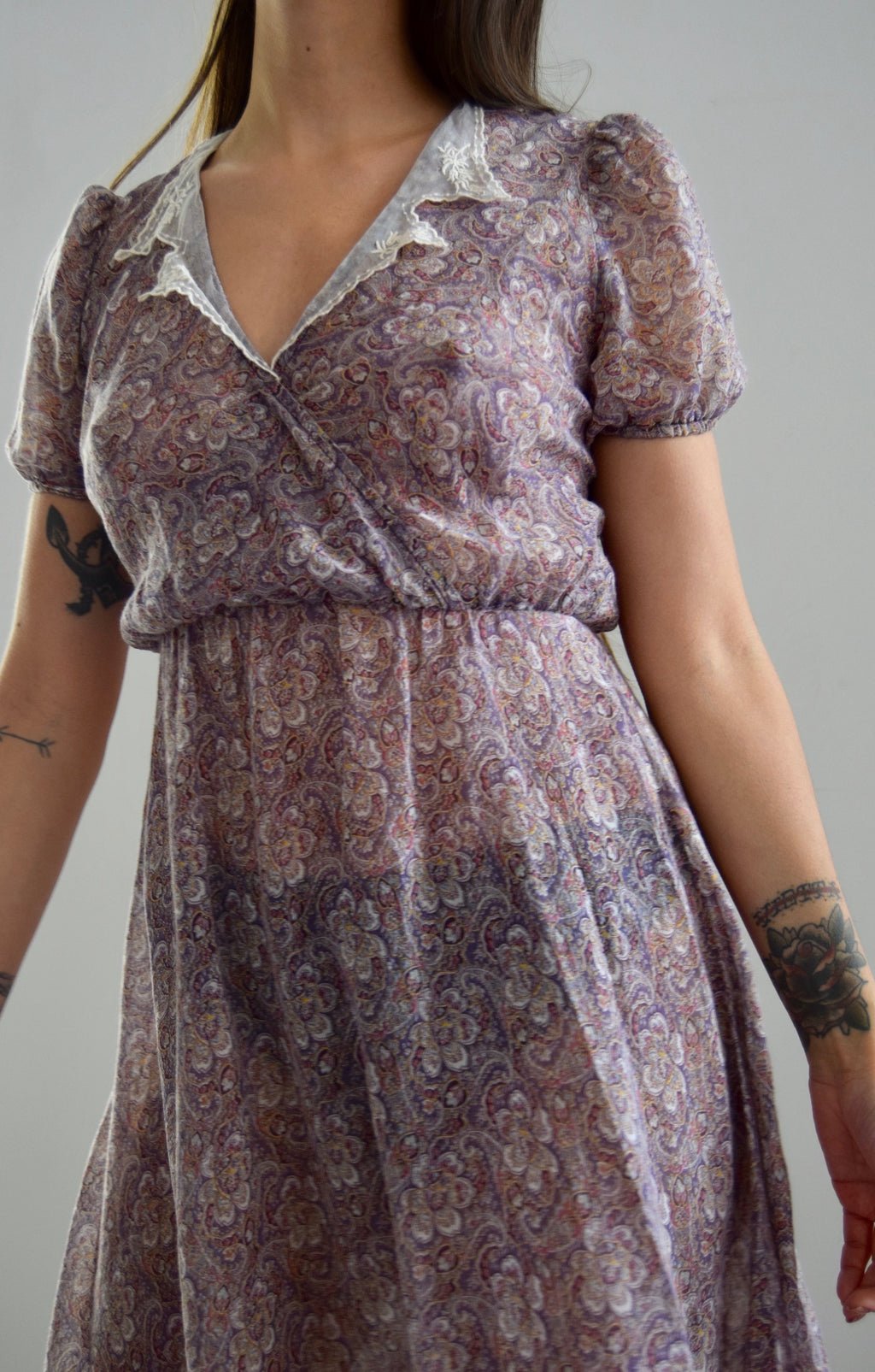 Purple Paisley Soft Sheer Dress