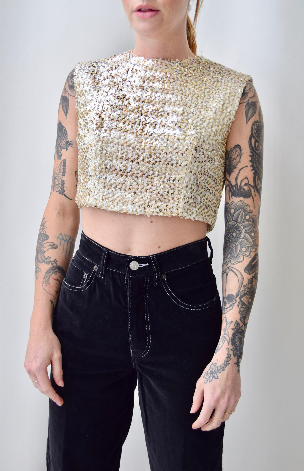 Vintage Sequin Crop Top