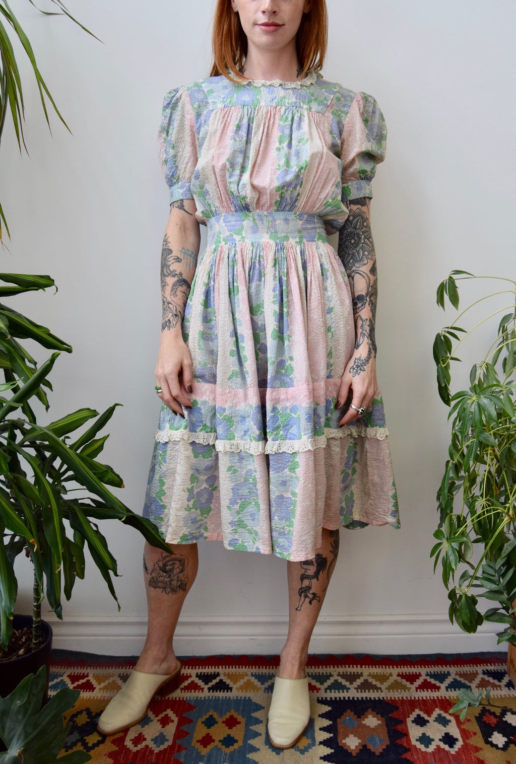 Floral Forties Seersucker Dress