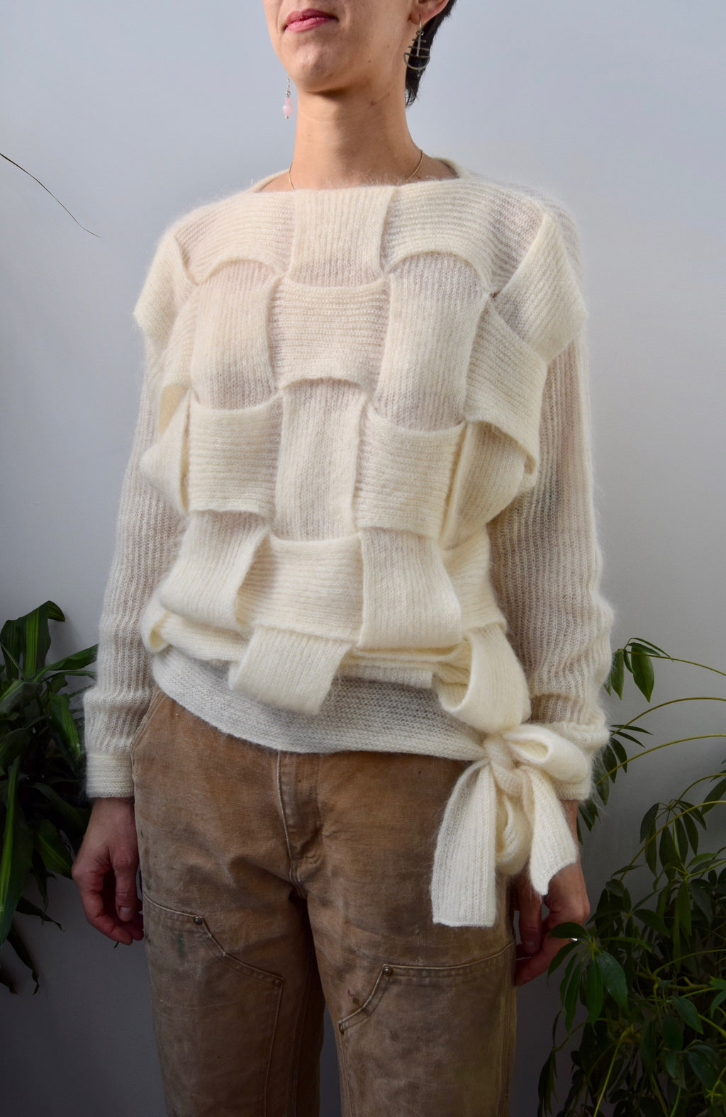 Basket Weave Mohair Sweater