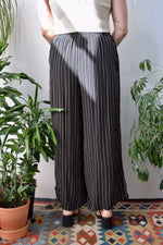 Black and Beige Striped Wide Leg Trousers