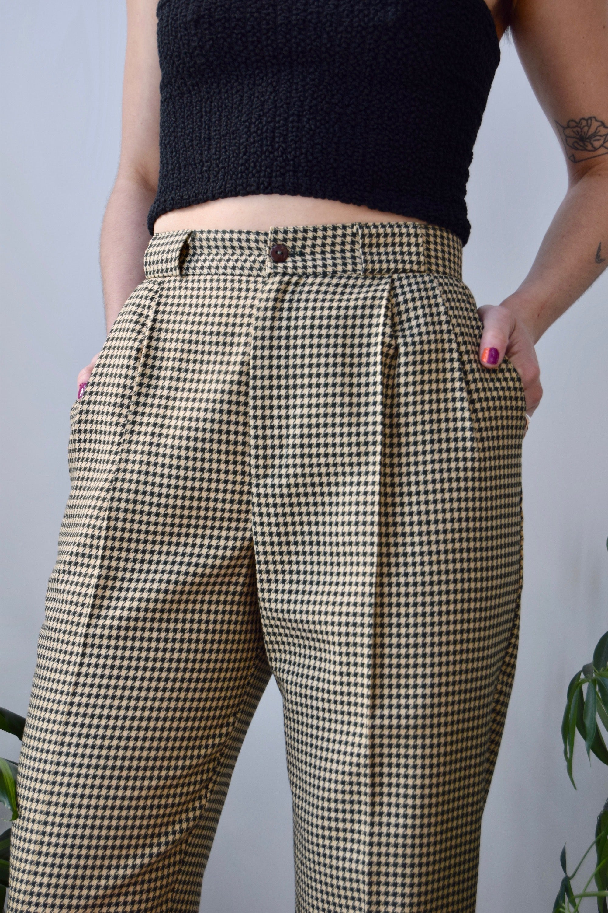 Caramel Houndstooth Trousers