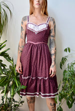 Seventies Cranberry Calico Gunne Sax Dress