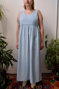 Chambray Cotton Babydoll Maxi