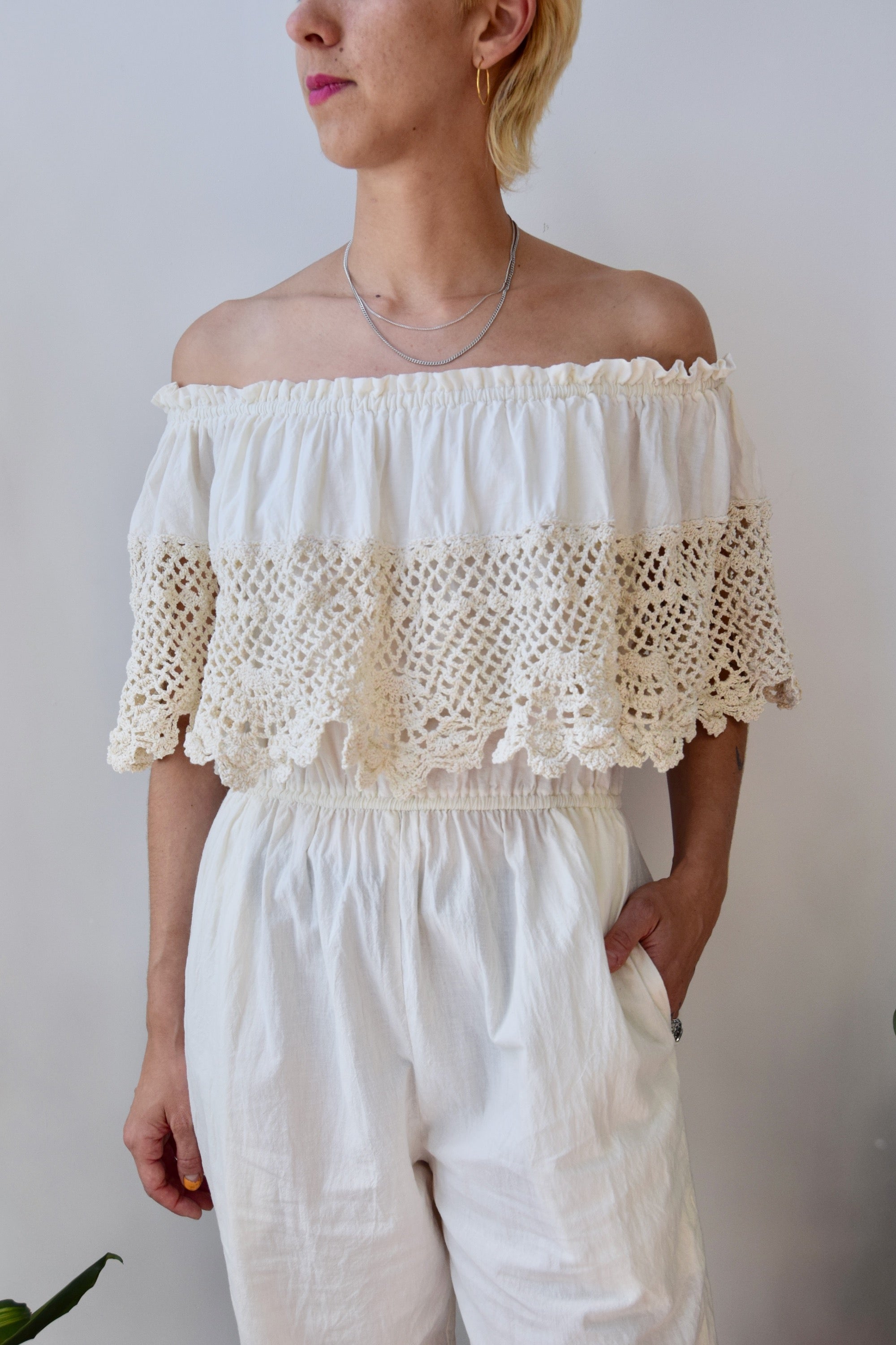 Crochet Cream Jumpsuit