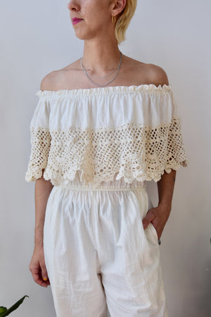 Crochet Cream Jumpsuit