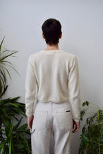 Cream Cropped Lambswool Sweater