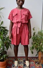 Striped Raw Silk Romper