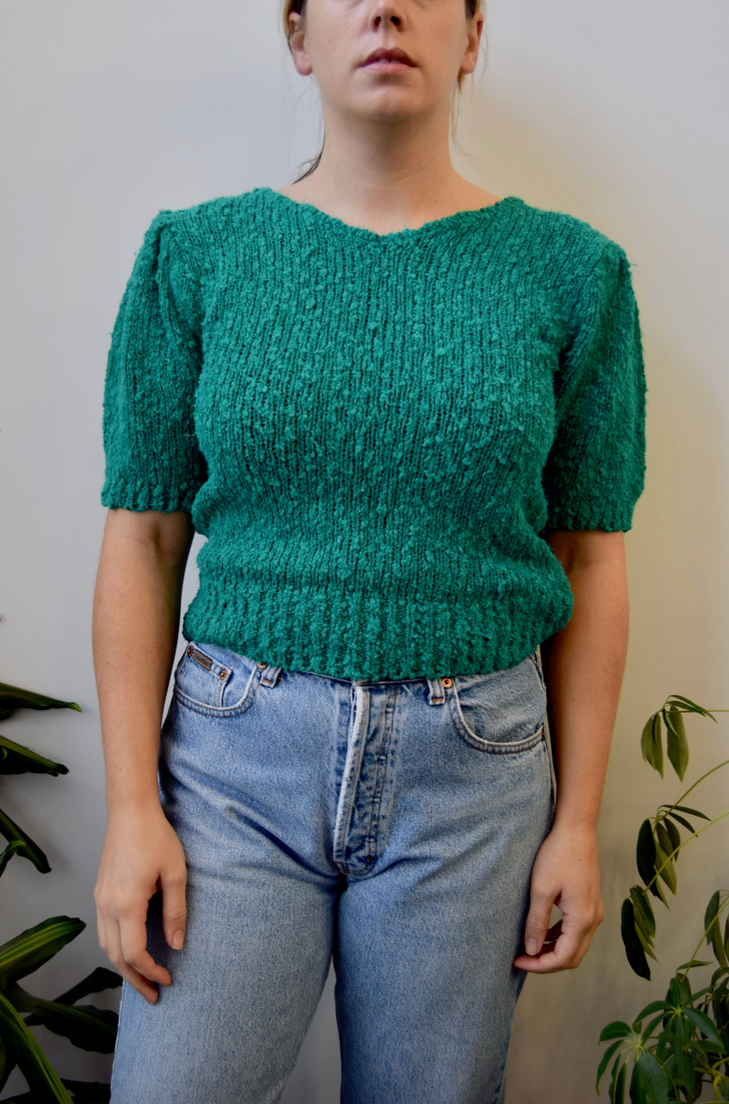 Kelly Green Puff Knit Top