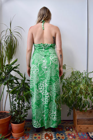 Green Dahlia Print Maxi Dress