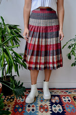 Wool Plaid Pleated Skirt