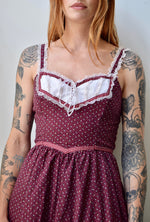 Seventies Cranberry Calico Gunne Sax Dress