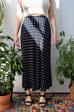 Nineties B&W Polka Dot Bias Cut Skirt