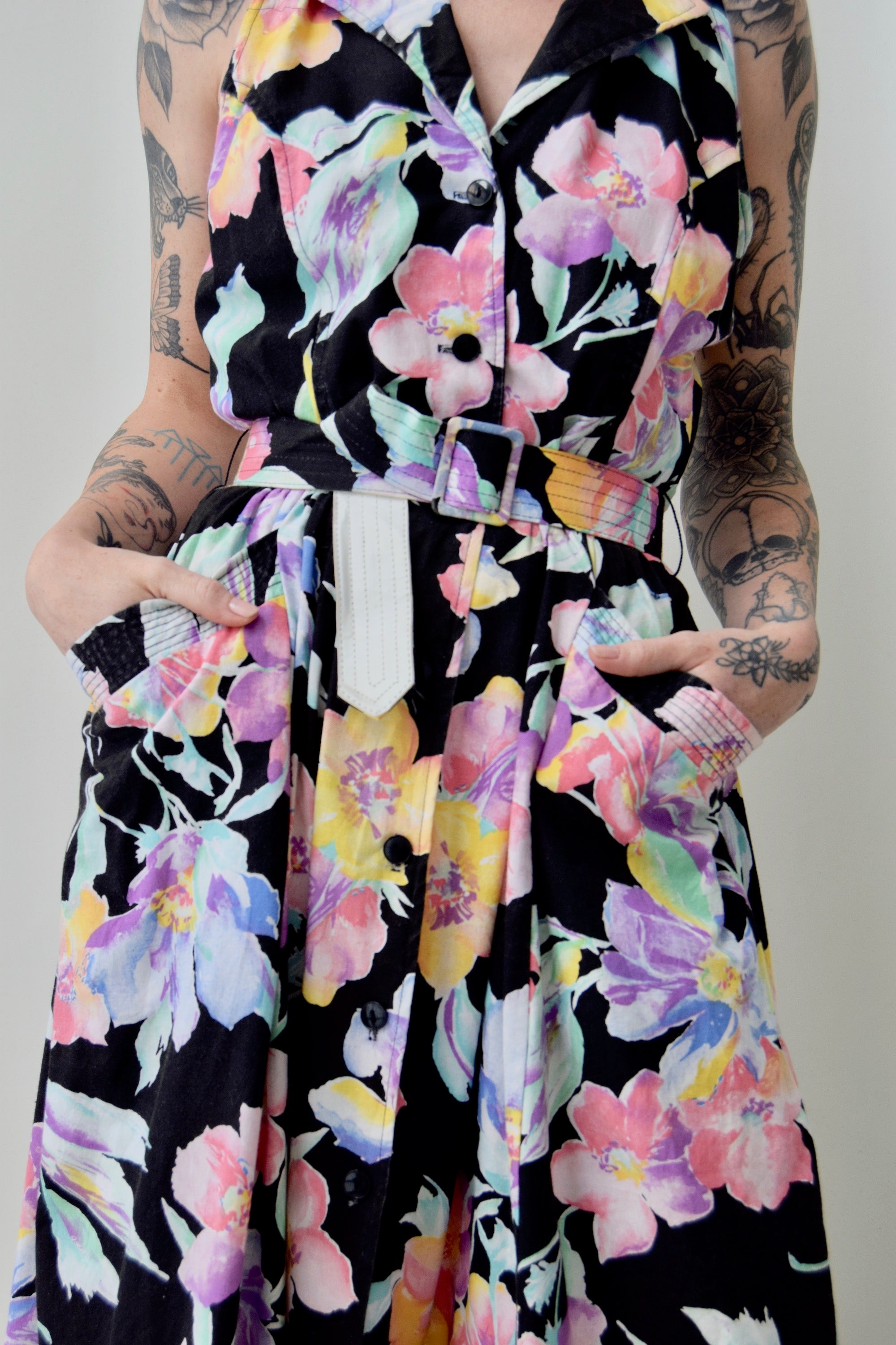 "Prago" Watercolour Floral Halter Summer Dress