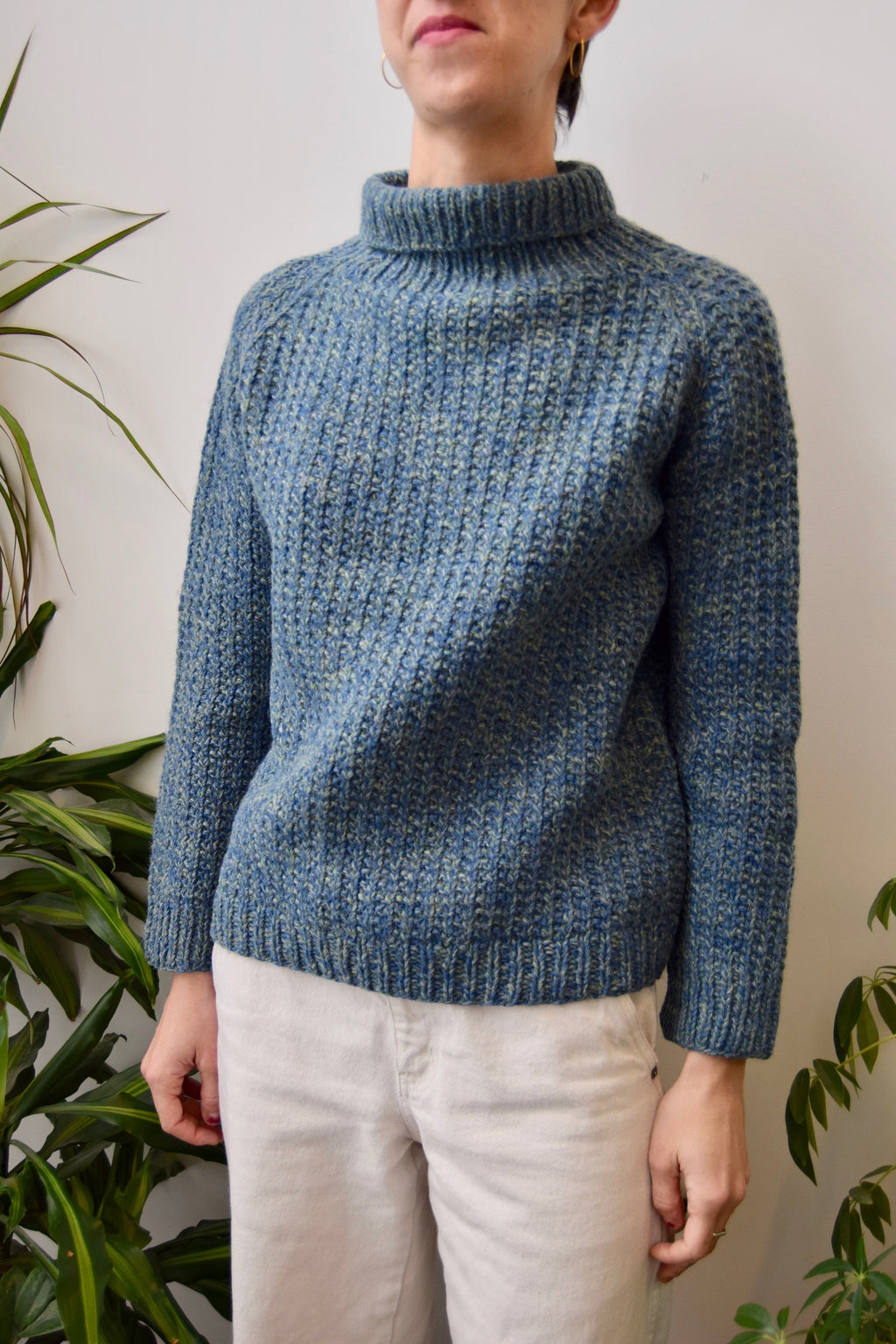 Blue And Green Wool Turtleneck