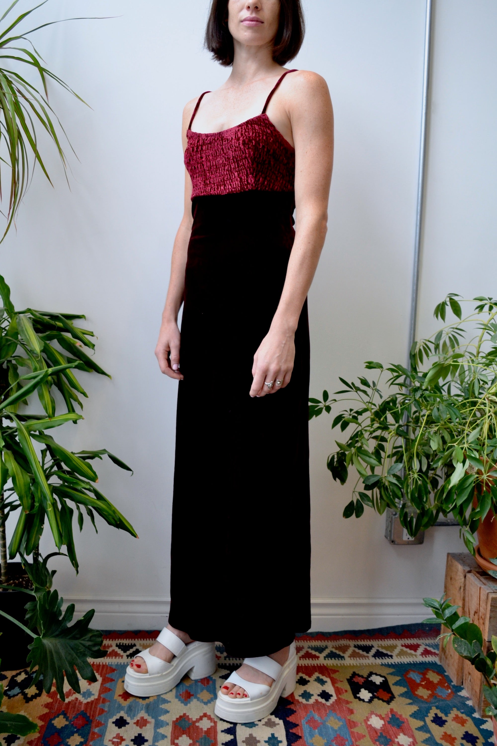 Nineties Cranberry Velvet Dress