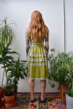 Sixties Pear Floral Grid Cotton Summer Dress