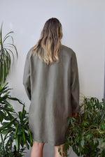 Ultra Long Olive Linen Top