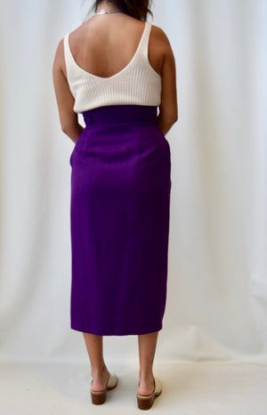Alfred Sung Violet Wool Skirt