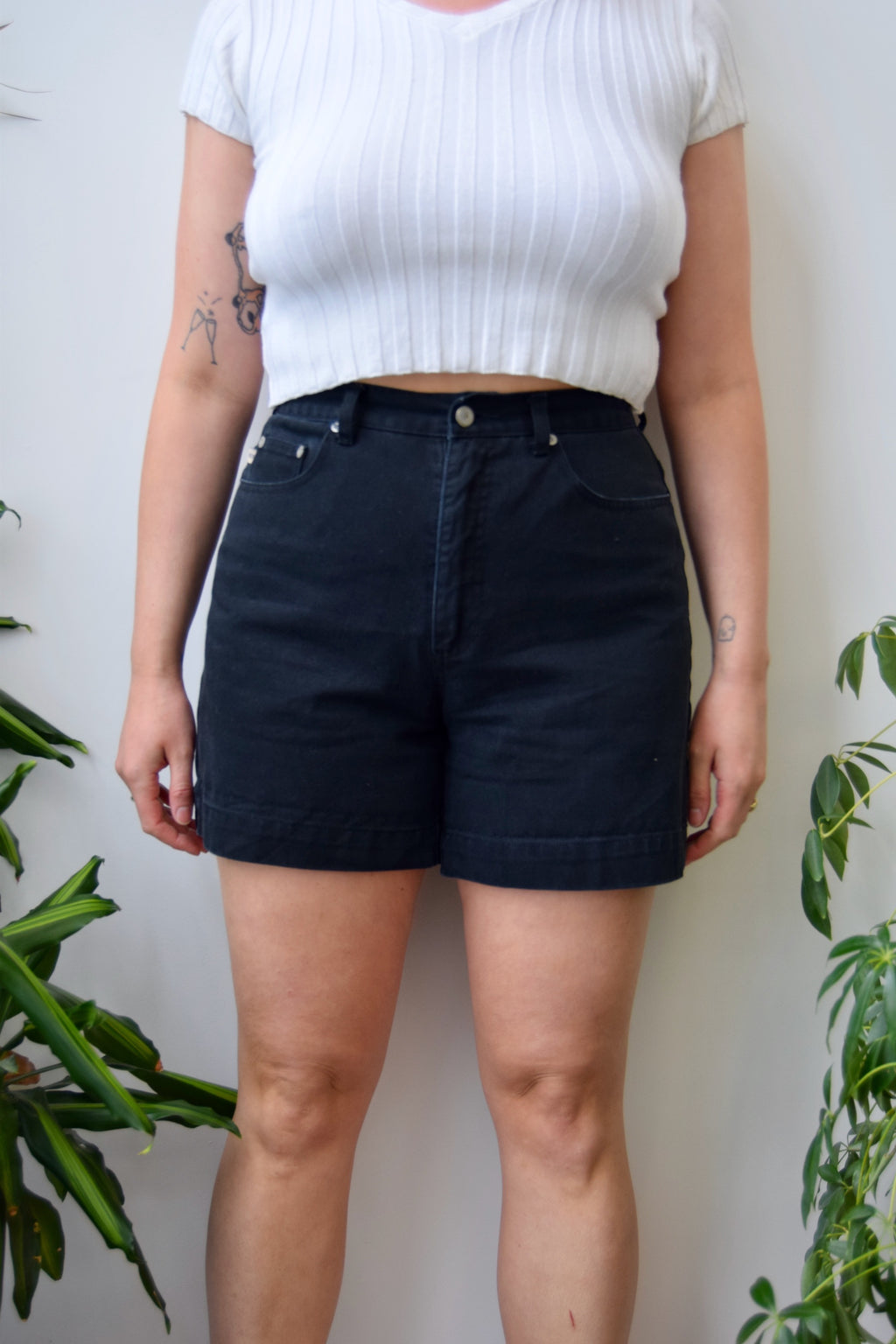 Black Cotton Shorts