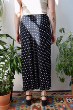 Nineties B&W Polka Dot Bias Cut Skirt