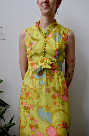 Seventies Chartreuse Party Dress