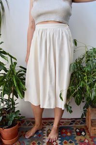 Cream Raw Silk Pocket Skirt