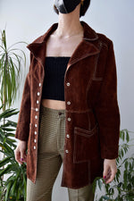 Seventies Chocolate Suede Belted Jacket