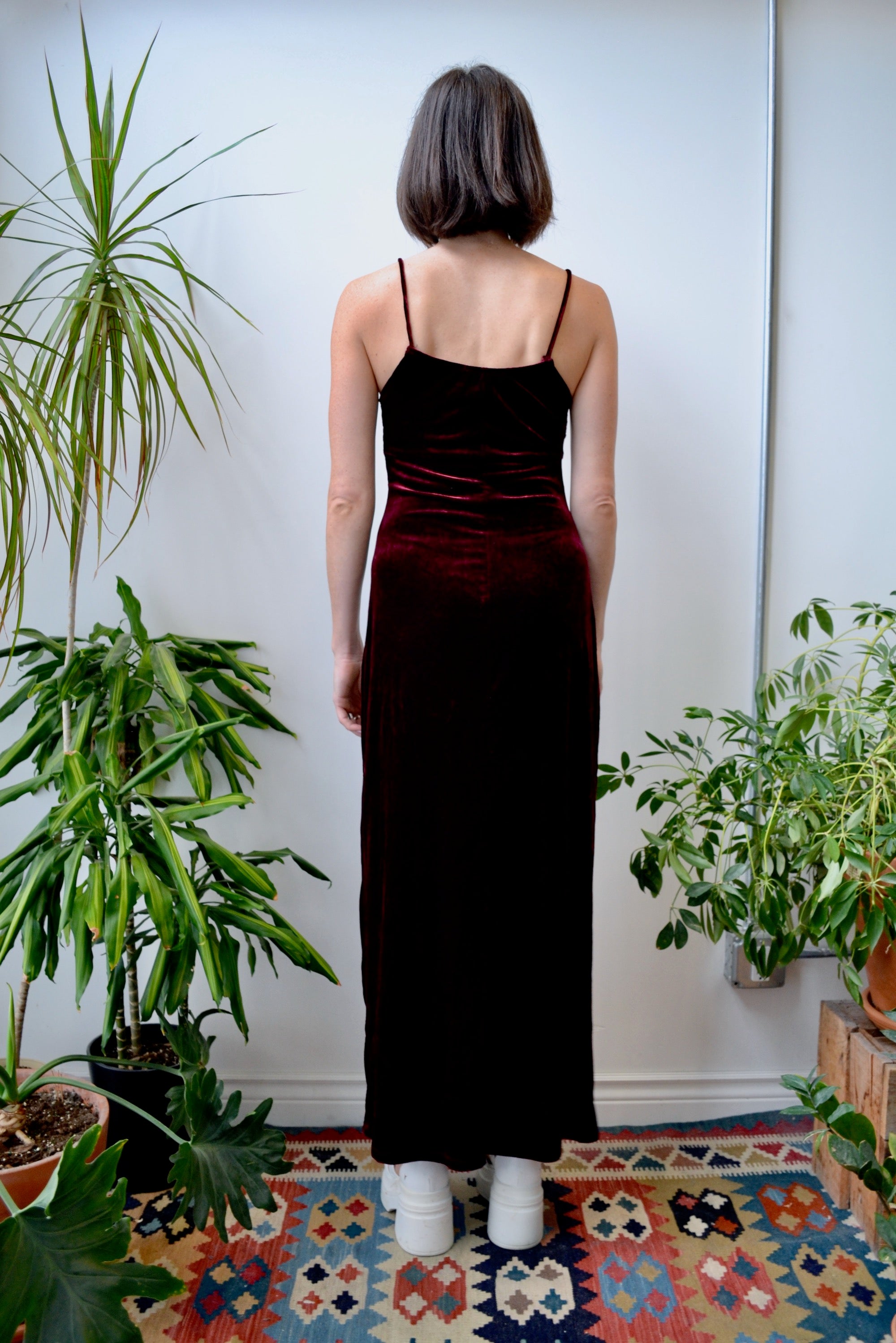 Nineties Cranberry Velvet Dress