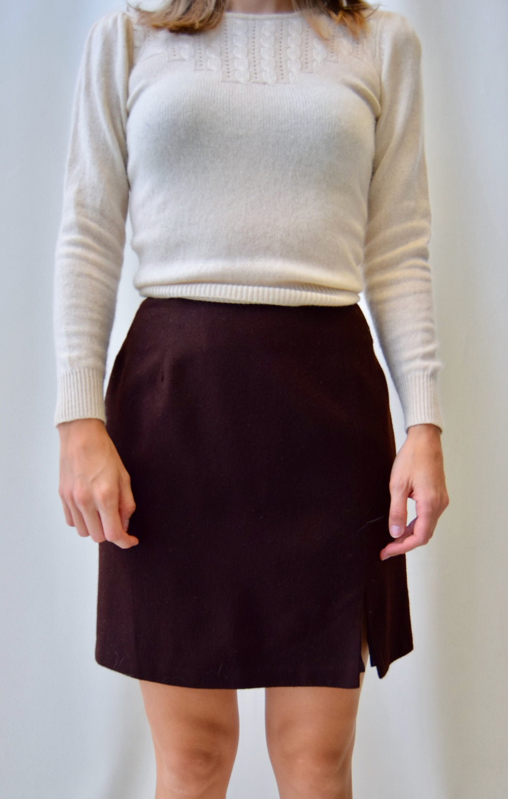 Chocolate Wool Mini Skirt