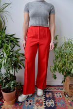 Wide Leg Red Wool Pants