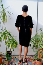 Fifties Black Velvet Wiggle Dress