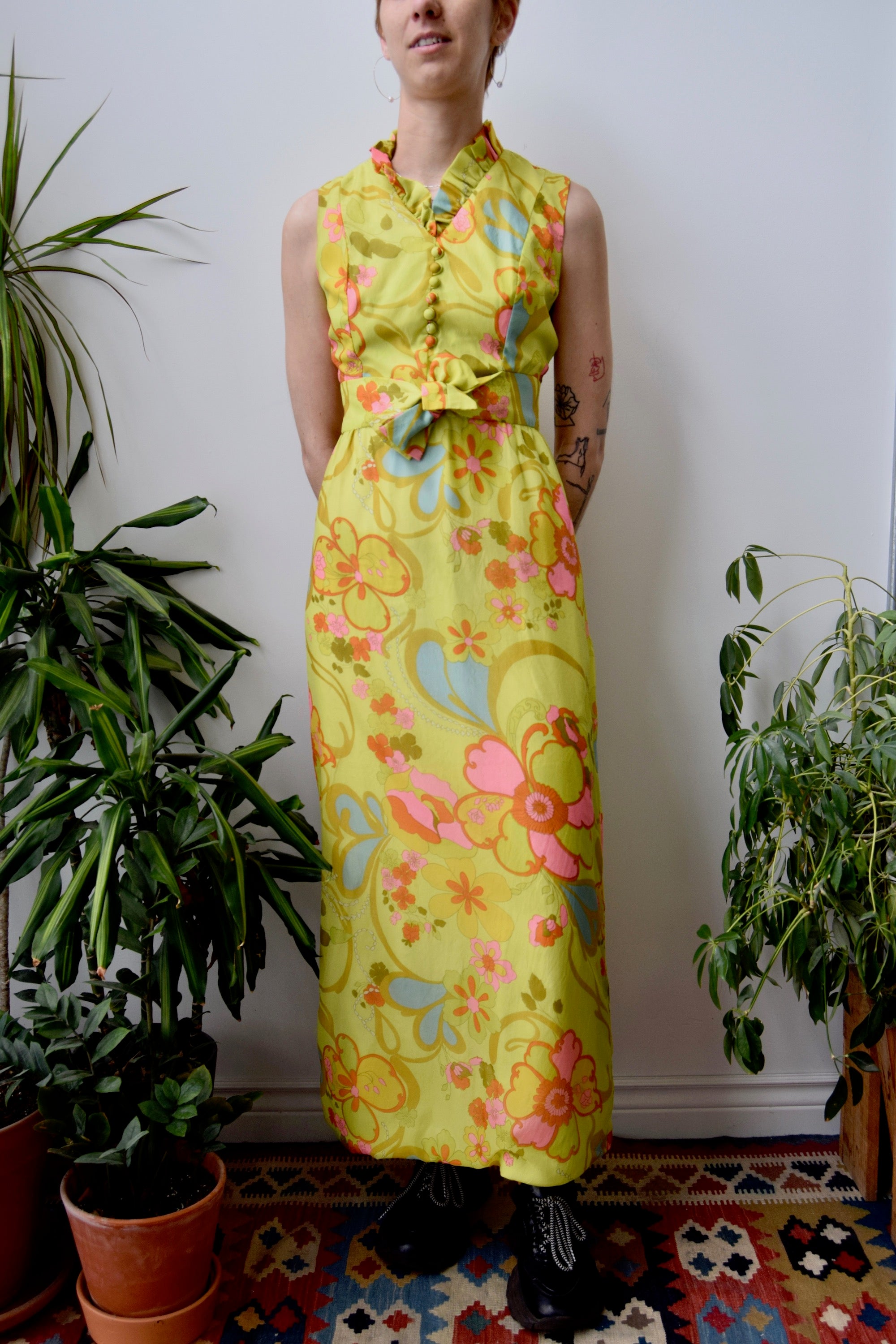 Seventies Chartreuse Party Dress