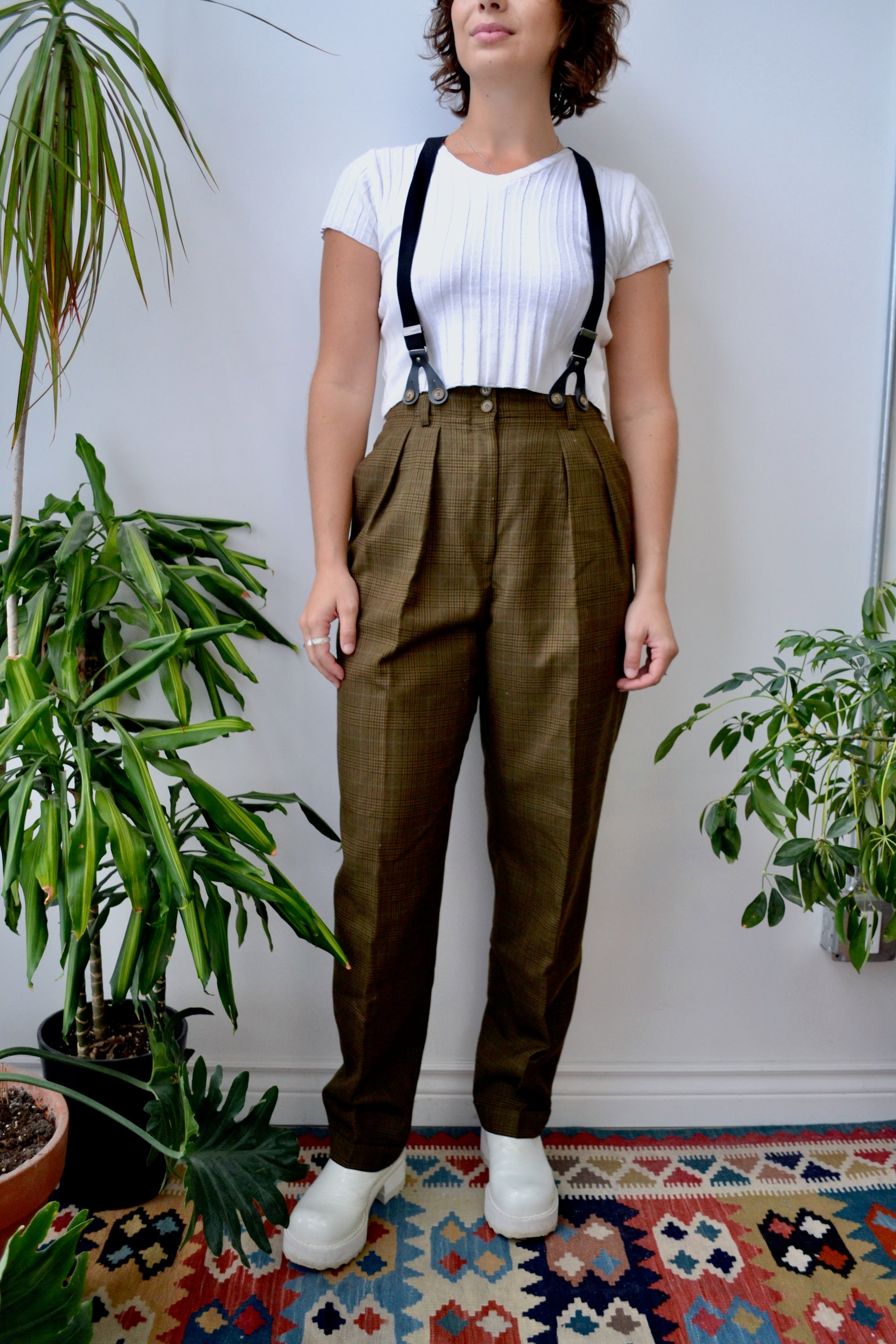 Sleek Suspender Trousers – Community Thrift and Vintage