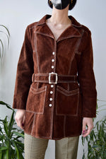 Seventies Chocolate Suede Belted Jacket