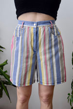 Muted Striped Denim Shorts