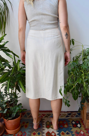 Cream Raw Silk Pocket Skirt