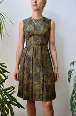 Sixties Olive Botanical Dress