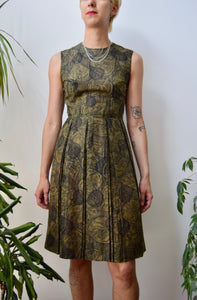 Sixties Olive Botanical Dress